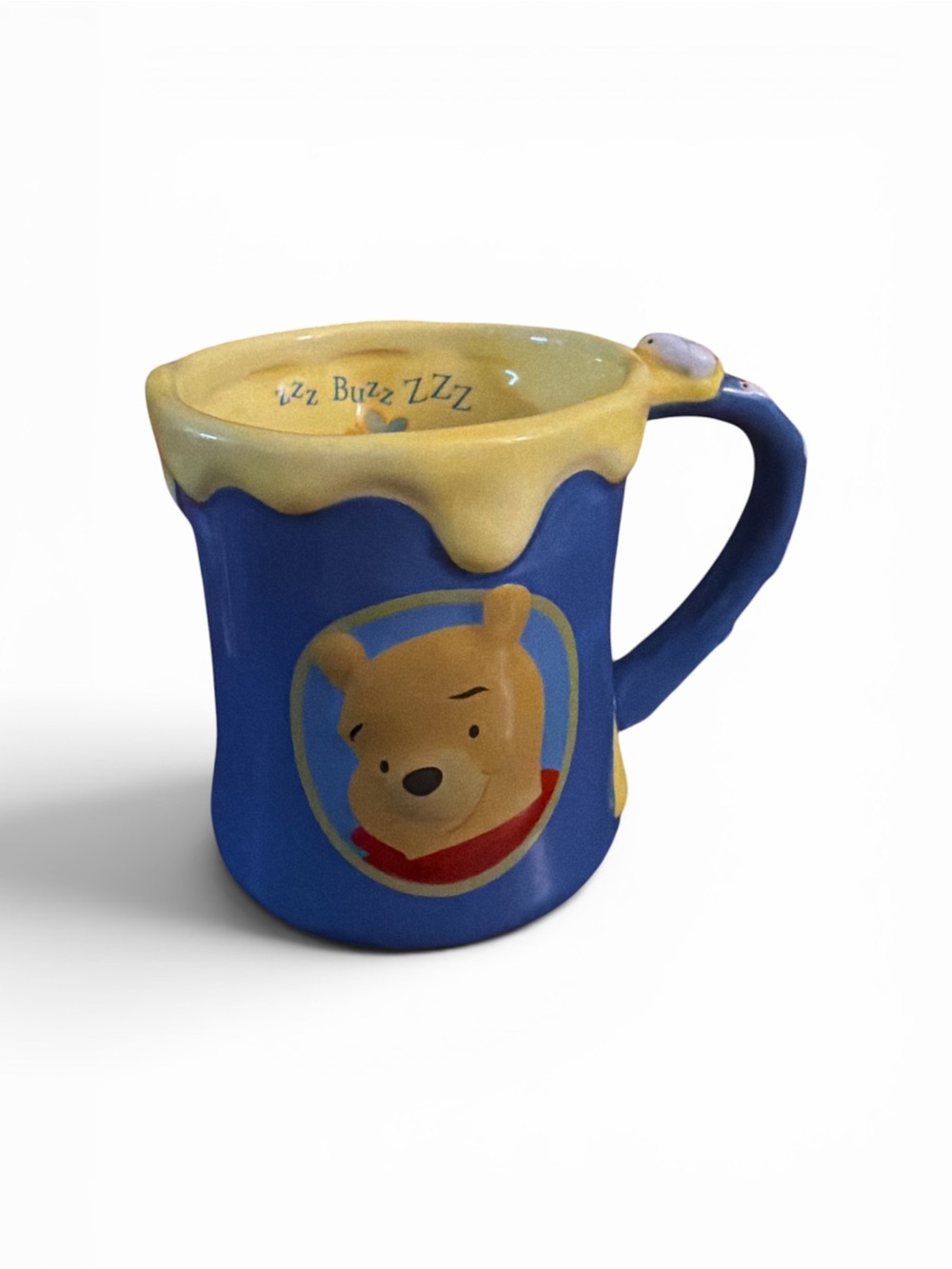 Winnie The Pooh Coffee Mug 3D Honey Pot & Bees Blue/Yellow Bee Handle Monogram